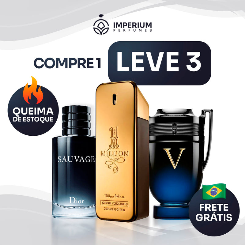 Kit 3 Perfumes Masculinos Importados (100ml cada) One Million  l Invictus Men  l Sauvage Dior [PROMOÇÃO POR TEMPO LIMITADO]