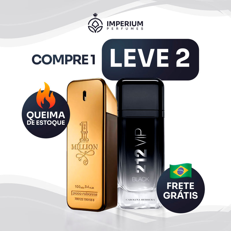 Combo 2 Perfumes Masculinos Importados (100ml) - 1 million, 212 vip [QUEIMA DE ESTOQUE]